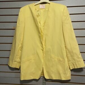 Country Sophisticates by Pendleton Blazer Yellow Linen Blend Button Front Sz 12
